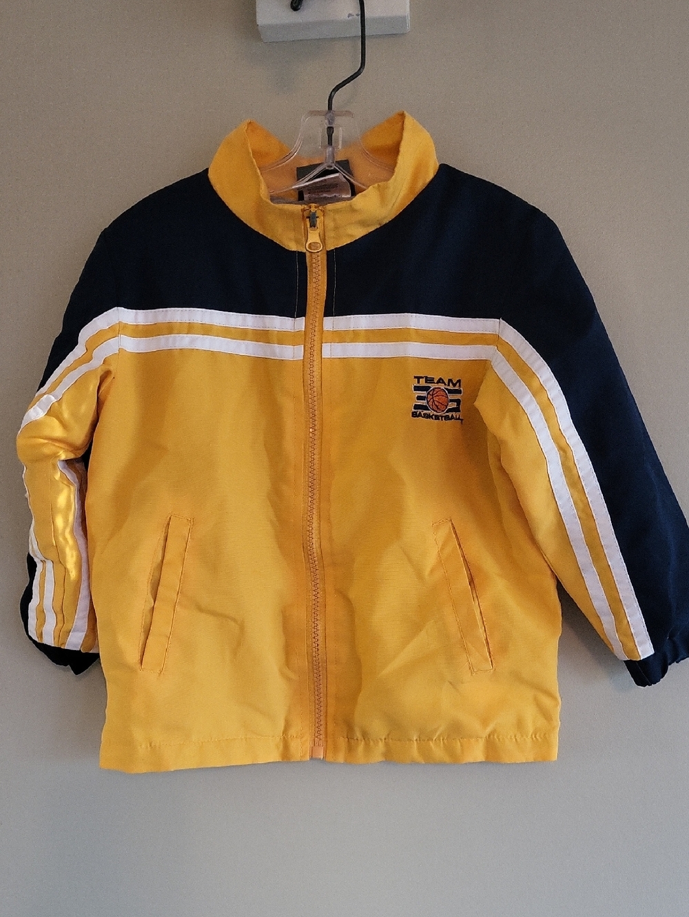 Yellow & Navy lightly lined basketball theme jacket